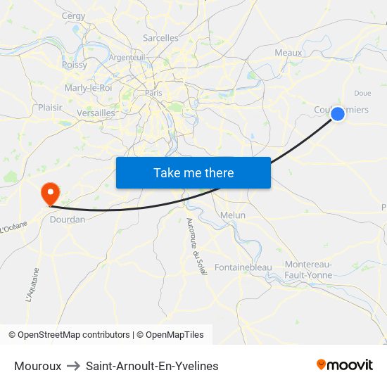 Mouroux to Saint-Arnoult-En-Yvelines map