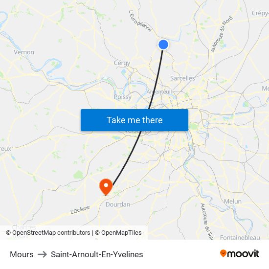 Mours to Saint-Arnoult-En-Yvelines map