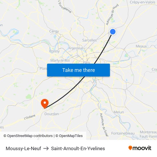 Moussy-Le-Neuf to Saint-Arnoult-En-Yvelines map