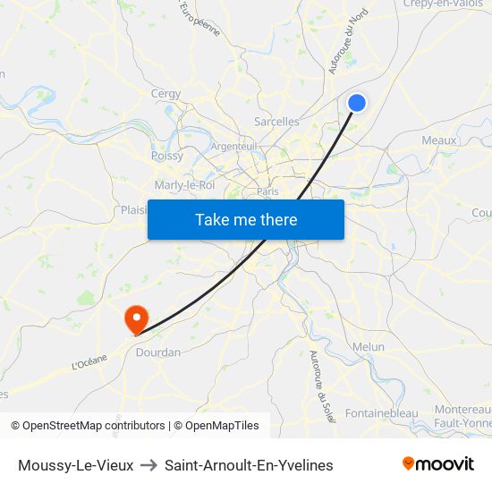 Moussy-Le-Vieux to Saint-Arnoult-En-Yvelines map