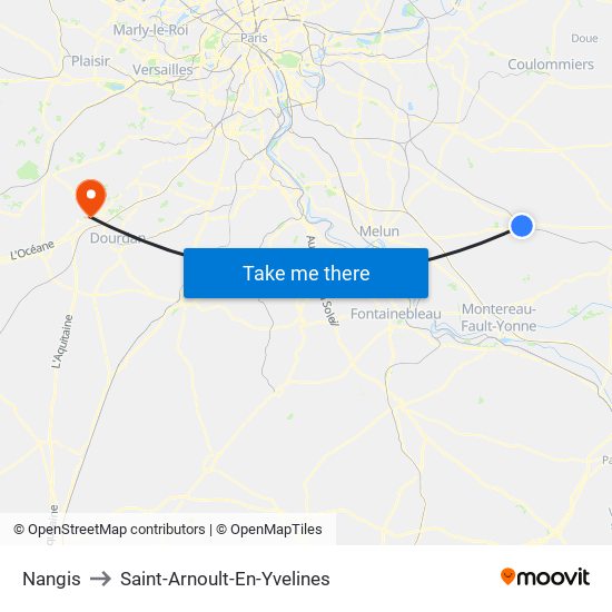 Nangis to Saint-Arnoult-En-Yvelines map
