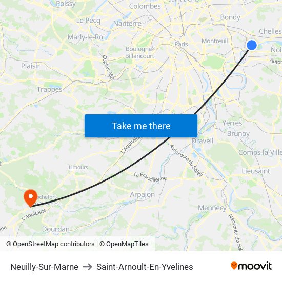 Neuilly-Sur-Marne to Saint-Arnoult-En-Yvelines map