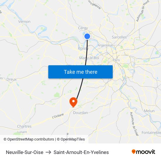 Neuville-Sur-Oise to Saint-Arnoult-En-Yvelines map