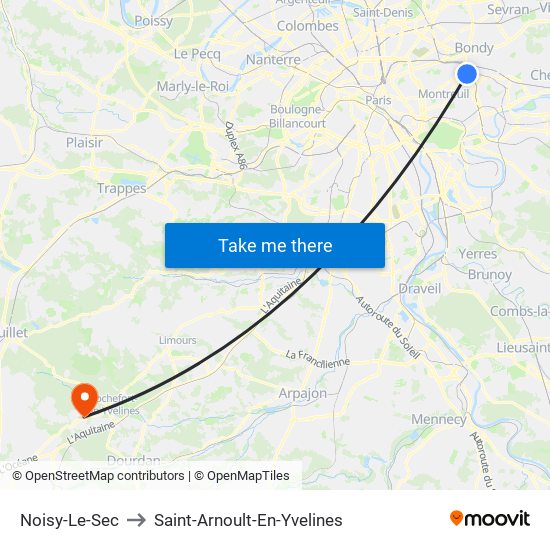 Noisy-Le-Sec to Saint-Arnoult-En-Yvelines map