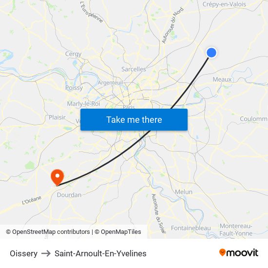 Oissery to Saint-Arnoult-En-Yvelines map