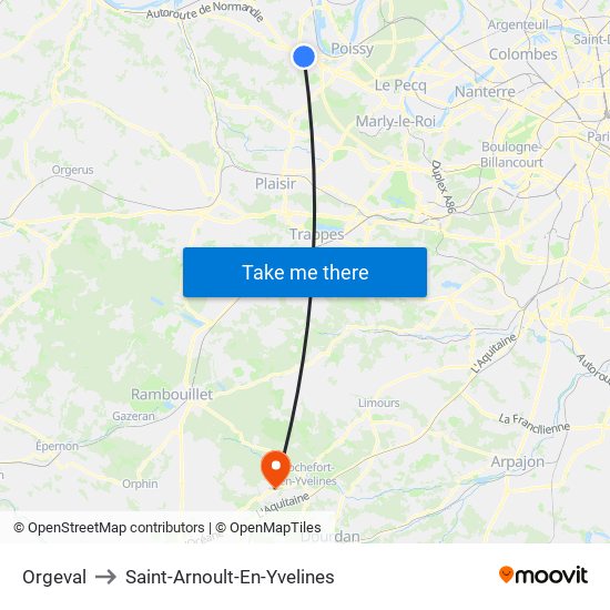 Orgeval to Saint-Arnoult-En-Yvelines map