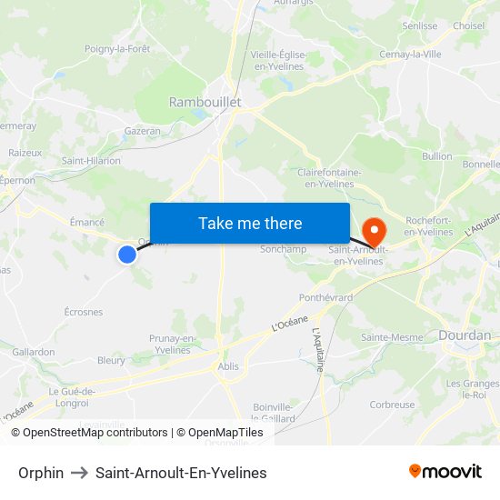 Orphin to Saint-Arnoult-En-Yvelines map