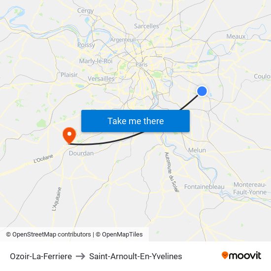 Ozoir-La-Ferriere to Saint-Arnoult-En-Yvelines map