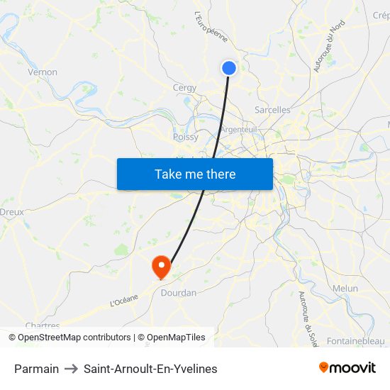 Parmain to Saint-Arnoult-En-Yvelines map