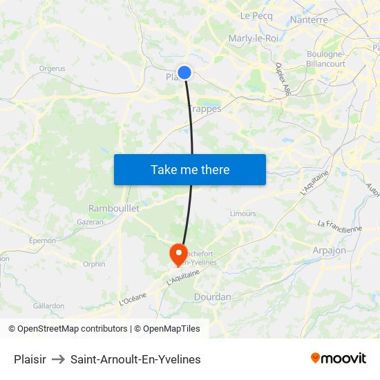 Plaisir to Saint-Arnoult-En-Yvelines map