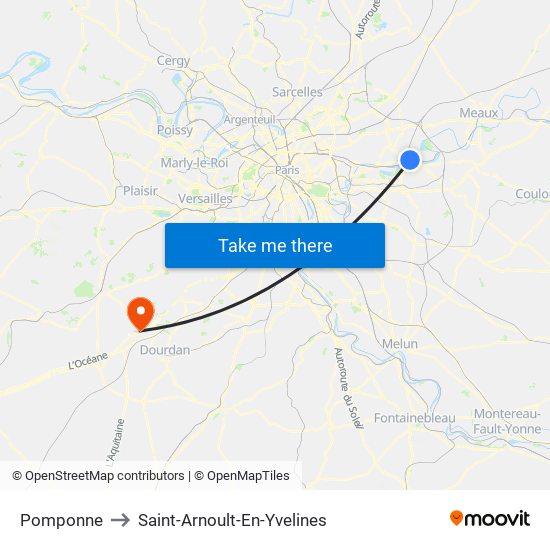 Pomponne to Saint-Arnoult-En-Yvelines map