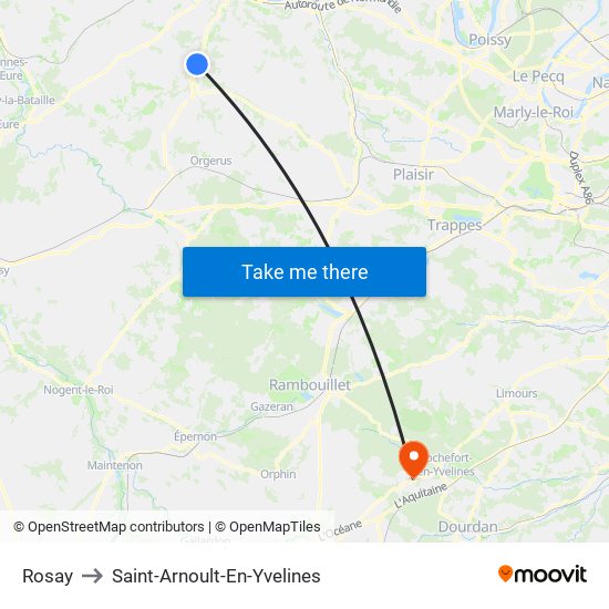 Rosay to Saint-Arnoult-En-Yvelines map