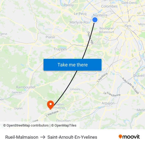 Rueil-Malmaison to Saint-Arnoult-En-Yvelines map