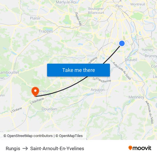 Rungis to Saint-Arnoult-En-Yvelines map