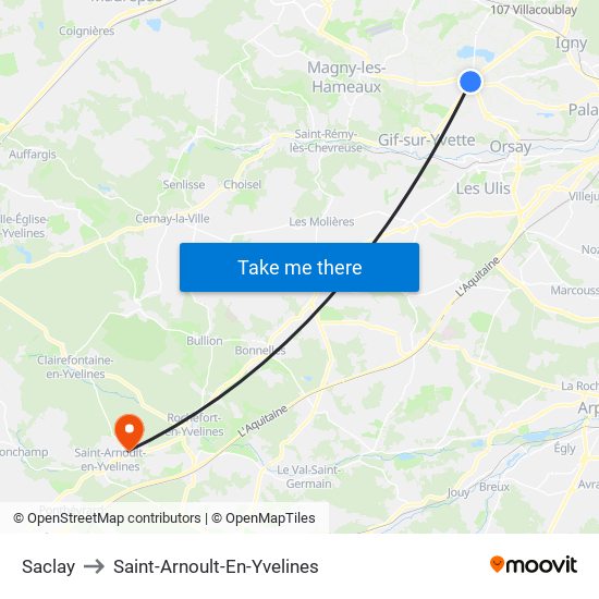 Saclay to Saint-Arnoult-En-Yvelines map