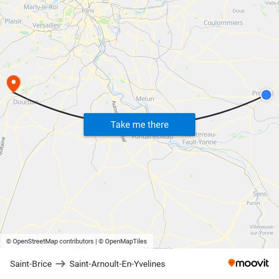 Saint-Brice to Saint-Arnoult-En-Yvelines map