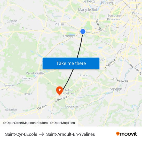 Saint-Cyr-L'Ecole to Saint-Arnoult-En-Yvelines map
