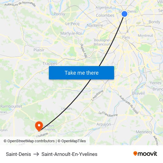 Saint-Denis to Saint-Arnoult-En-Yvelines map