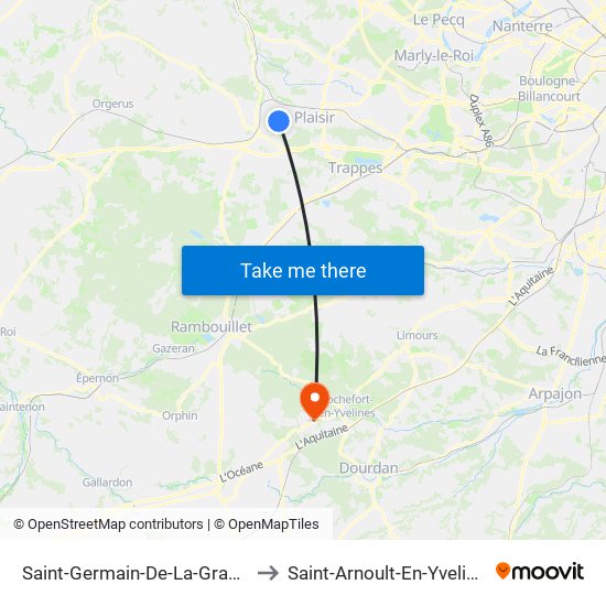 Saint-Germain-De-La-Grange to Saint-Arnoult-En-Yvelines map