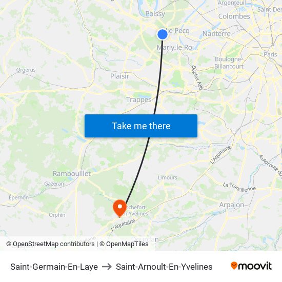 Saint-Germain-En-Laye to Saint-Arnoult-En-Yvelines map