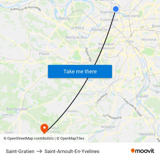 Saint-Gratien to Saint-Arnoult-En-Yvelines map