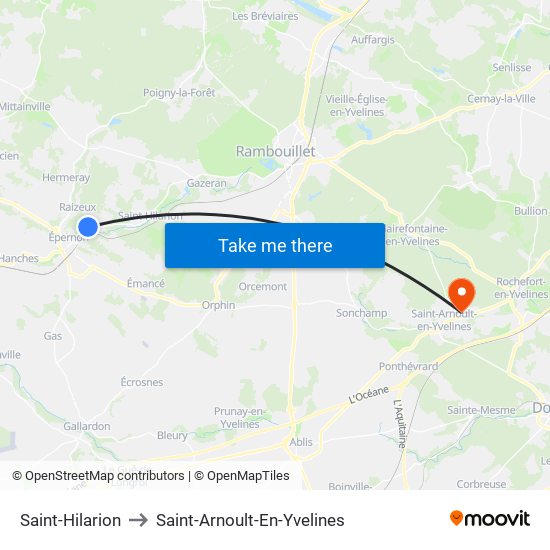 Saint-Hilarion to Saint-Arnoult-En-Yvelines map
