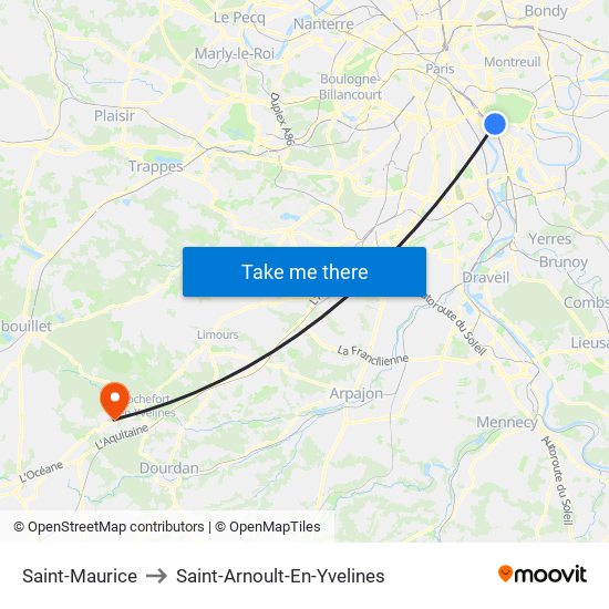 Saint-Maurice to Saint-Arnoult-En-Yvelines map