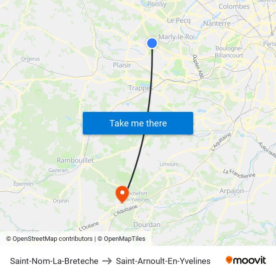 Saint-Nom-La-Breteche to Saint-Arnoult-En-Yvelines map