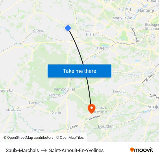 Saulx-Marchais to Saint-Arnoult-En-Yvelines map