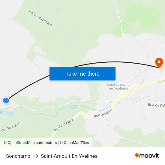 Sonchamp to Saint-Arnoult-En-Yvelines map