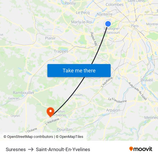 Suresnes to Saint-Arnoult-En-Yvelines map