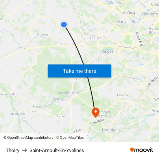 Thoiry to Saint-Arnoult-En-Yvelines map