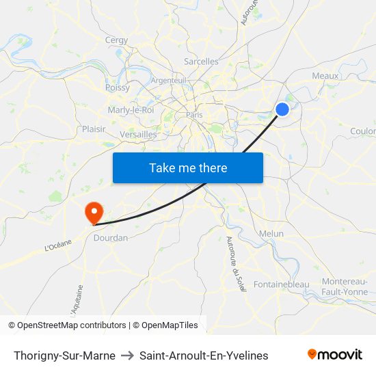 Thorigny-Sur-Marne to Saint-Arnoult-En-Yvelines map