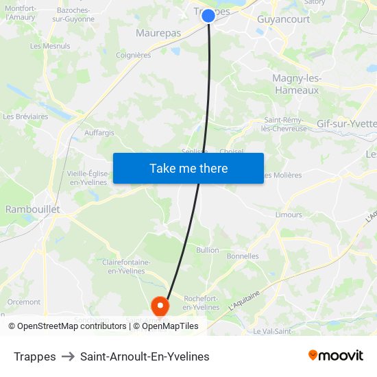 Trappes to Saint-Arnoult-En-Yvelines map