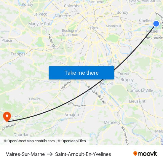 Vaires-Sur-Marne to Saint-Arnoult-En-Yvelines map