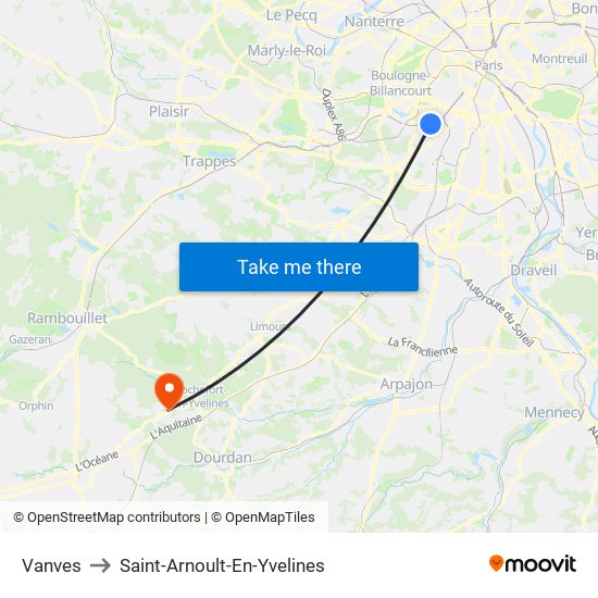 Vanves to Saint-Arnoult-En-Yvelines map