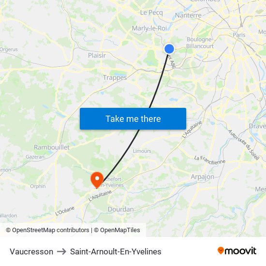 Vaucresson to Saint-Arnoult-En-Yvelines map