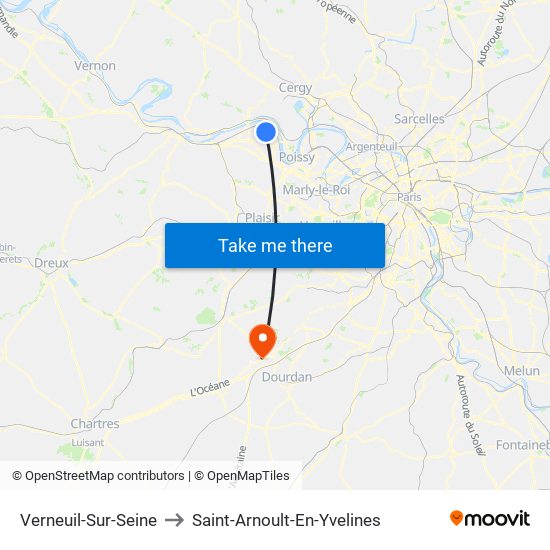 Verneuil-Sur-Seine to Saint-Arnoult-En-Yvelines map