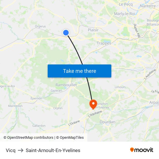 Vicq to Saint-Arnoult-En-Yvelines map