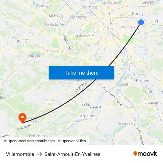 Villemomble to Saint-Arnoult-En-Yvelines map