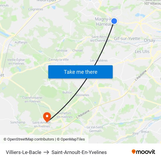 Villiers-Le-Bacle to Saint-Arnoult-En-Yvelines map