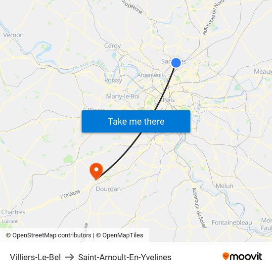 Villiers-Le-Bel to Saint-Arnoult-En-Yvelines map
