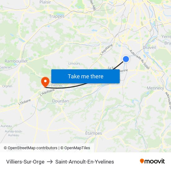 Villiers-Sur-Orge to Saint-Arnoult-En-Yvelines map