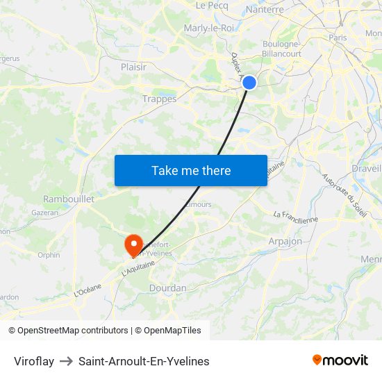Viroflay to Saint-Arnoult-En-Yvelines map