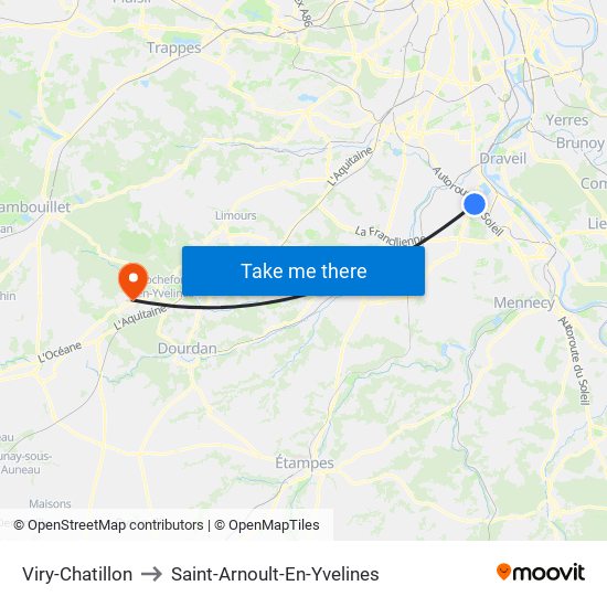Viry-Chatillon to Saint-Arnoult-En-Yvelines map