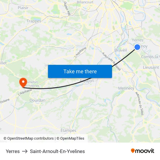 Yerres to Saint-Arnoult-En-Yvelines map