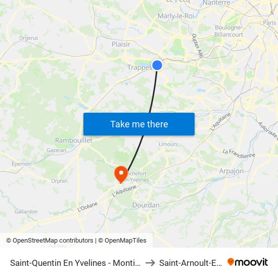 Saint-Quentin En Yvelines - Montigny-Le-Bretonneux to Saint-Arnoult-En-Yvelines map