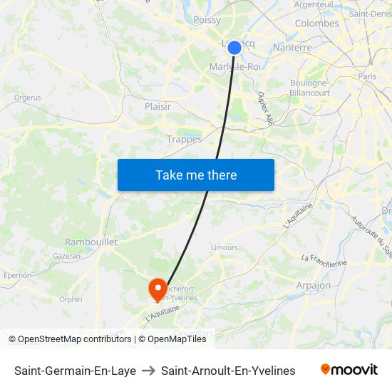 Saint-Germain-En-Laye to Saint-Arnoult-En-Yvelines map