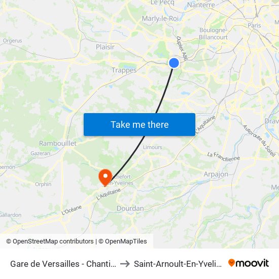 Gare de Versailles - Chantiers to Saint-Arnoult-En-Yvelines map