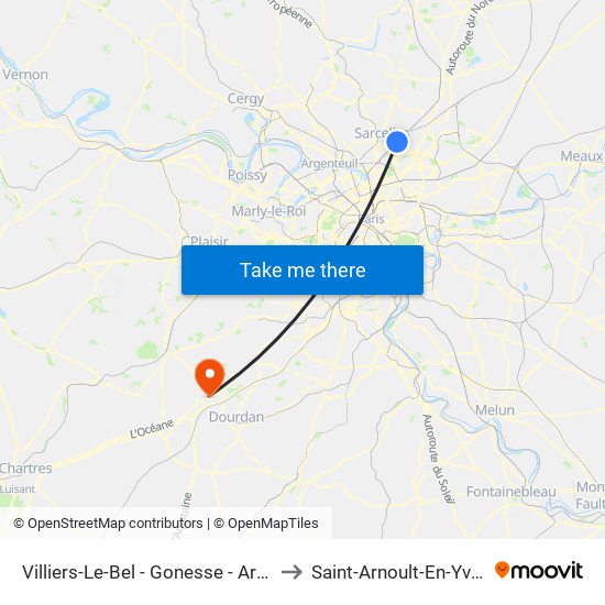 Villiers-Le-Bel - Gonesse - Arnouville to Saint-Arnoult-En-Yvelines map